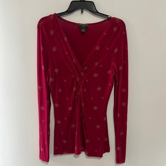 BANANA Republic Long Sleeve V Neck Top Size Medium - Picture 1 of 8